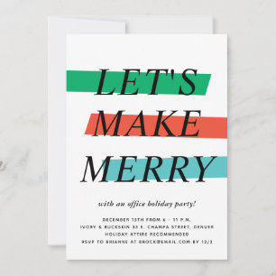 Bold Color Highlights Holiday Party Invitation