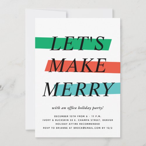 Bold Color Highlights Holiday Party Invitation