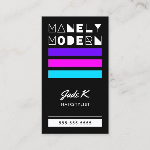 Bold Color Modern Hairstylist Business Card