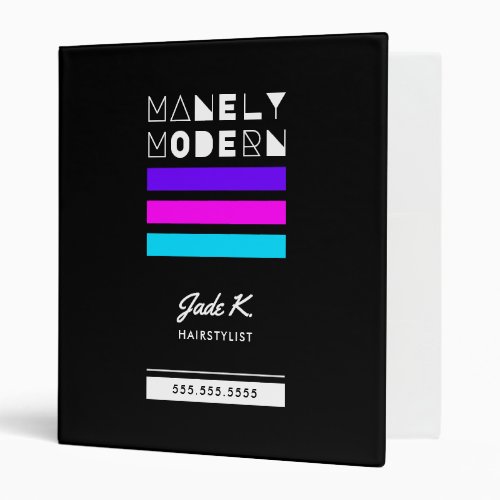 Bold Color Modern Hairstylist Portfolio 3 Ring Binder