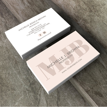 Bold Color Monogram Professional Social Account Business Card