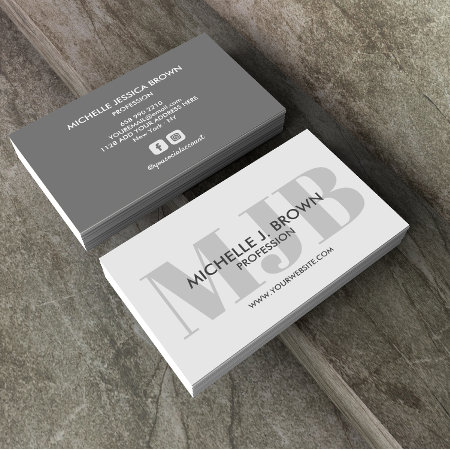 Bold Color Monogram Professional Social Account Business Card