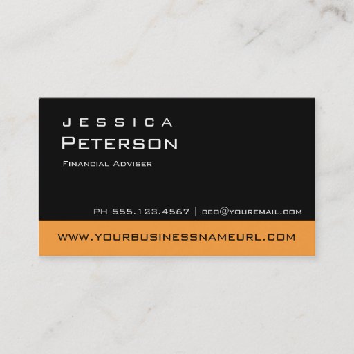 Customizable Bold Color Orange Financial Advisor Business Cards