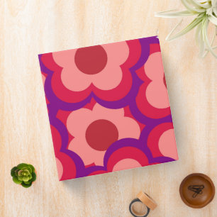 Bold Color Retro Hippie Flower Pattern 3 Ring Binder