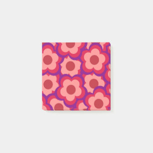 Bold Color Retro Hippie Flower Pattern Post-it Notes