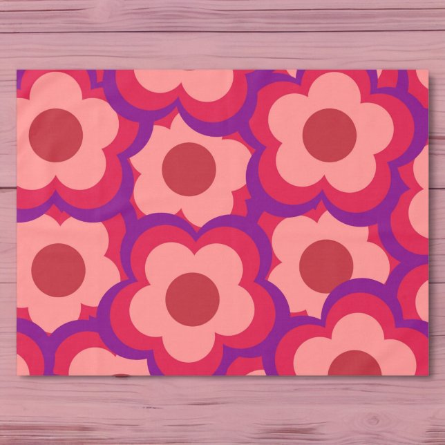 Bold Color Retro Hippie Flower Pattern Tablecloth (Creator Uploaded)