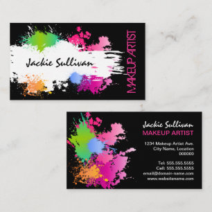 Bold Color Splash Makeup Artist Business Card