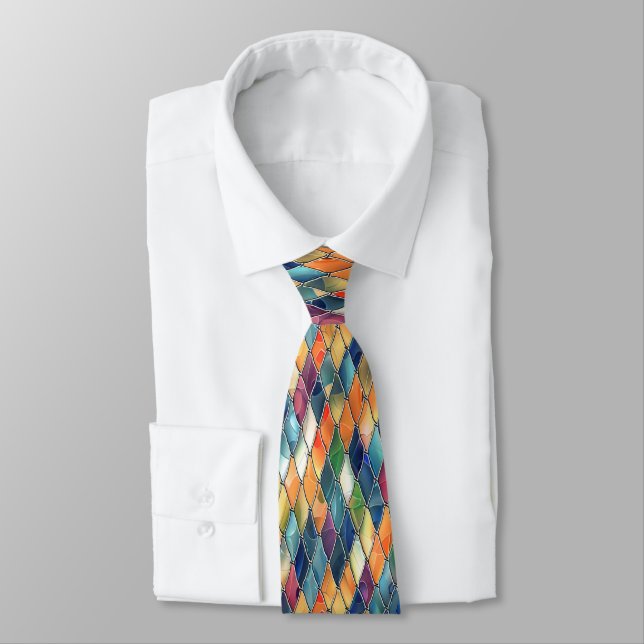 Bold Color Stained Glass Neck Tie (Tied)