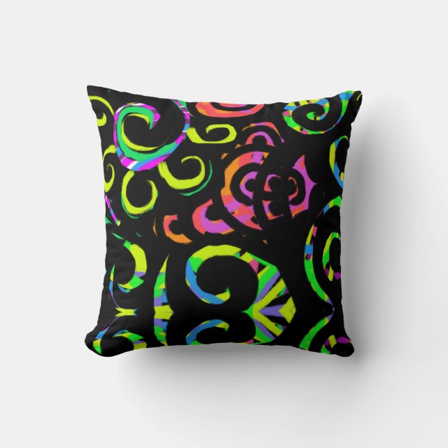 Bold Color Swirl Modern Throw Pillow (Front)