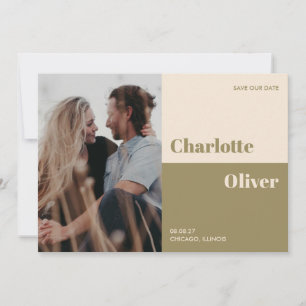 Bold color typographic editorial modern one photo save the date