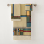 Bold Colored Arts &amp; Crafts Fall Geometric Bath Towel Set at Zazzle