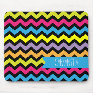 Bold Colored Chevron Zigzags Mouse Pad