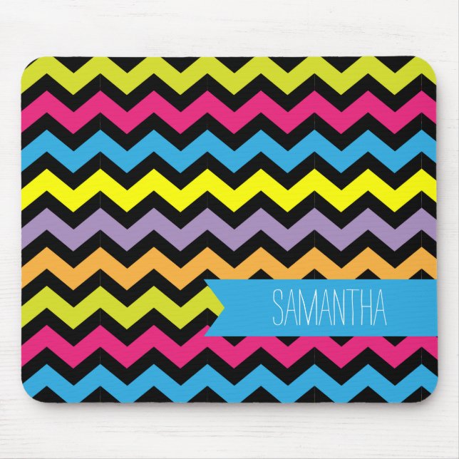 Bold Colored Chevron Zigzags Mouse Pad (Front)