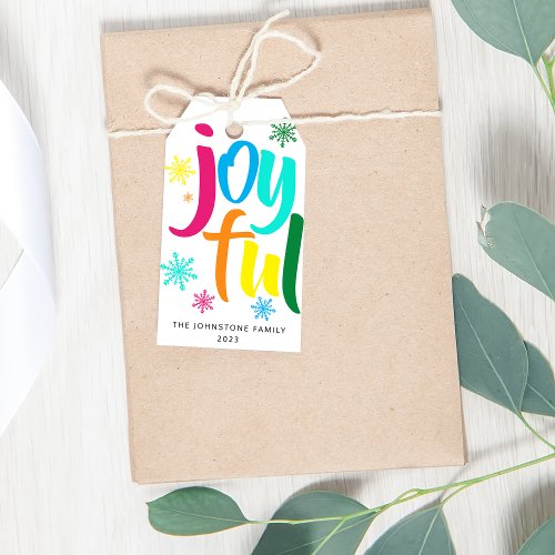 Bold Colored Joyful Christmas Gift Tags