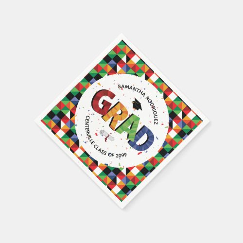 Bold Colored Pattern Grad Napkins