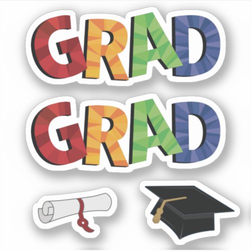 Bold Colored Pattern Grad Sticker