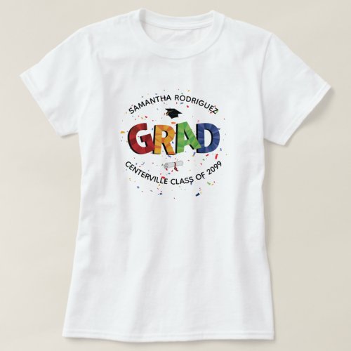 Bold Colored Pattern Grad T_Shirt