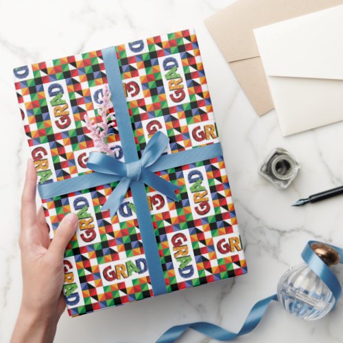 Bold Colored Pattern Grad Wrapping Paper