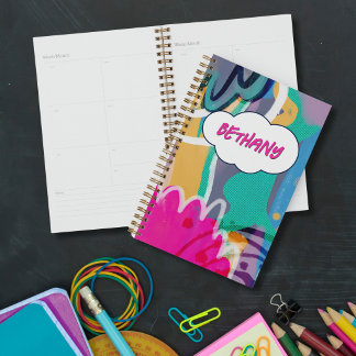 Bold Colorful Abstract Art Personalized Name Planner