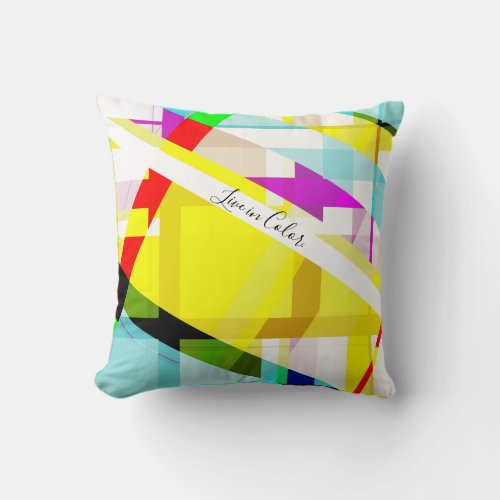 Bold Colorful Abstract Art with Positive Message Throw Pillow