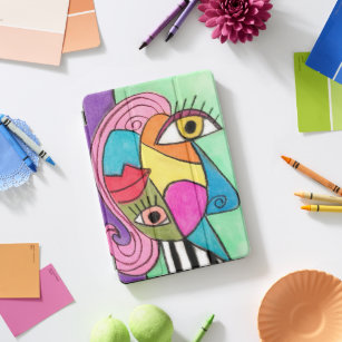 Bold Colorful Abstract Face Cubism Colorblock Fun iPad Pro Cover