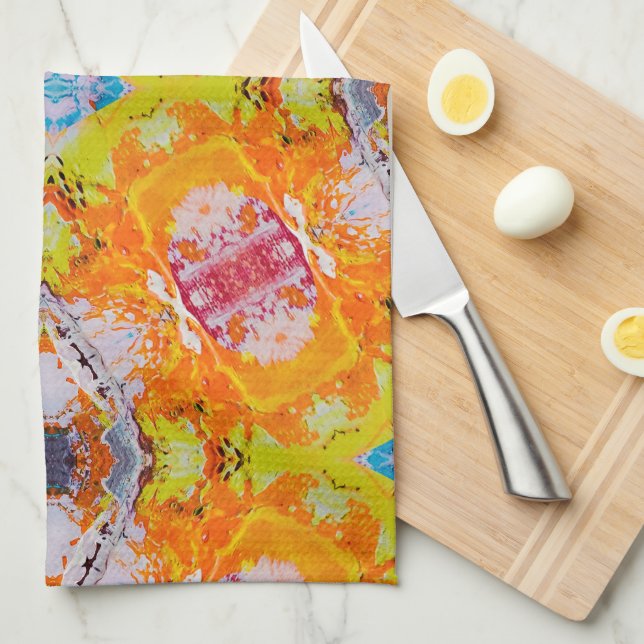 Bold Colorful Abstract Kitchen Towel (Quarter Fold)