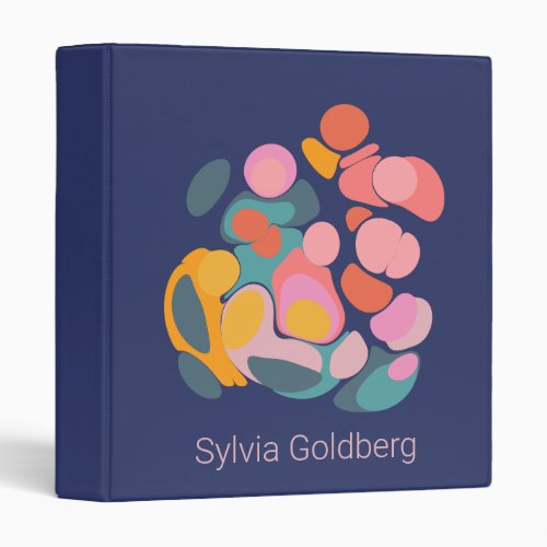 Bold Colorful Abstract Shapes in Blue Personalized 3 Ring Binder