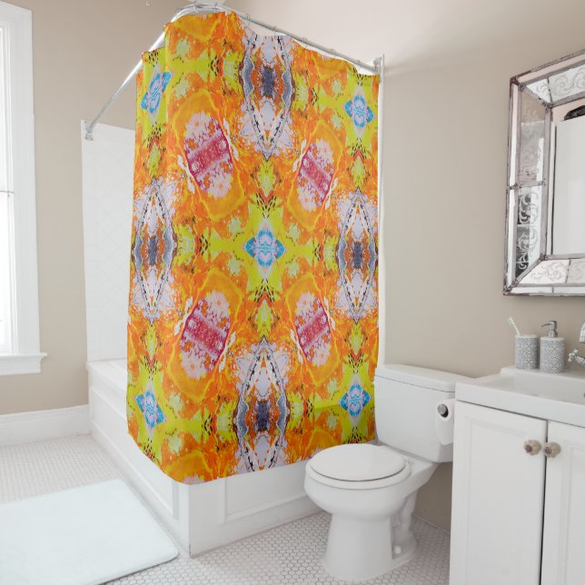 Bold Colorful Abstract Shower Curtain (In Situ)