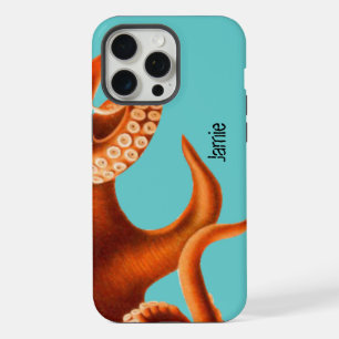 Bold Colorful Aqua and Orange Octopus iPhone 15 Pro Max Case