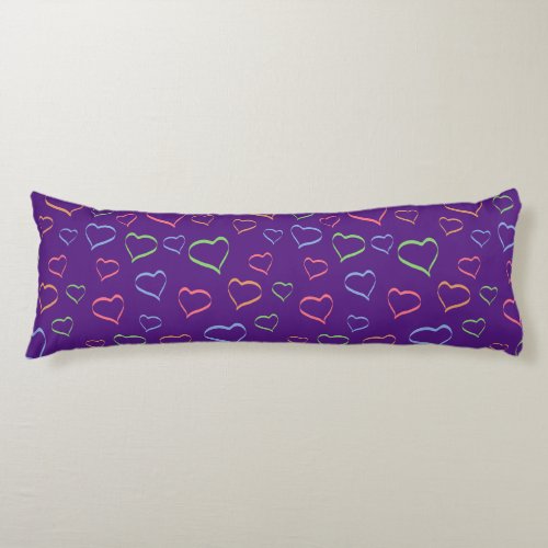 Bold Colorful Asymmetric Hearts Pattern Body Pillow