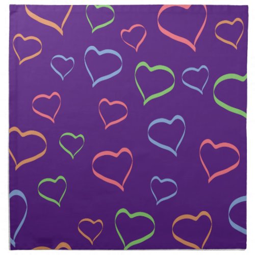 Bold Colorful Asymmetric Hearts Pattern Cloth Napkin