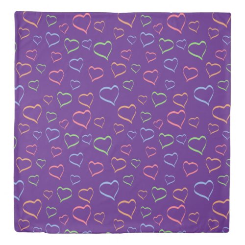 Bold Colorful Asymmetric Hearts Pattern Duvet Cover