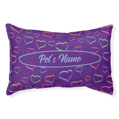 Bold Colorful Asymmetric Hearts Pattern Pet Bed
