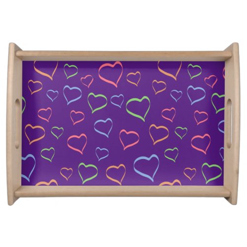 Bold Colorful Asymmetric Hearts Pattern Serving Tray