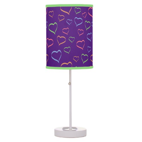 Bold Colorful Asymmetric Hearts Pattern Table Lamp