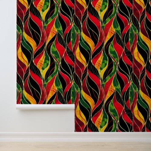 Bold Colorful Botanical Leaf Pattern Wallpaper