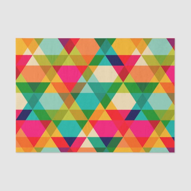 Bold Colorful Bright Geometric Triangle Pattern Tissue Paper (Front)