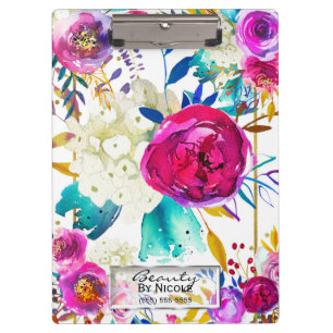Bold Colorful Bright Modern Floral Personalized Clipboard