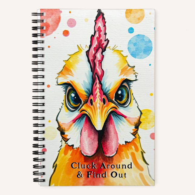 Bold & Colorful Chicken Art Whimsical Farm Funny Notebook (Front)