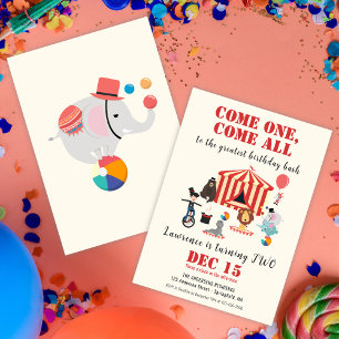 Bold Colorful Circus Carnival Kids Birthday Invitation