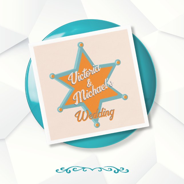 Bold Colorful Cowboy Western Sheriff's Badge Napkins (Creator Uploaded)