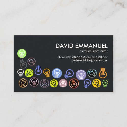 Bold Colorful Electrical Light Bulb Electrician Business Card