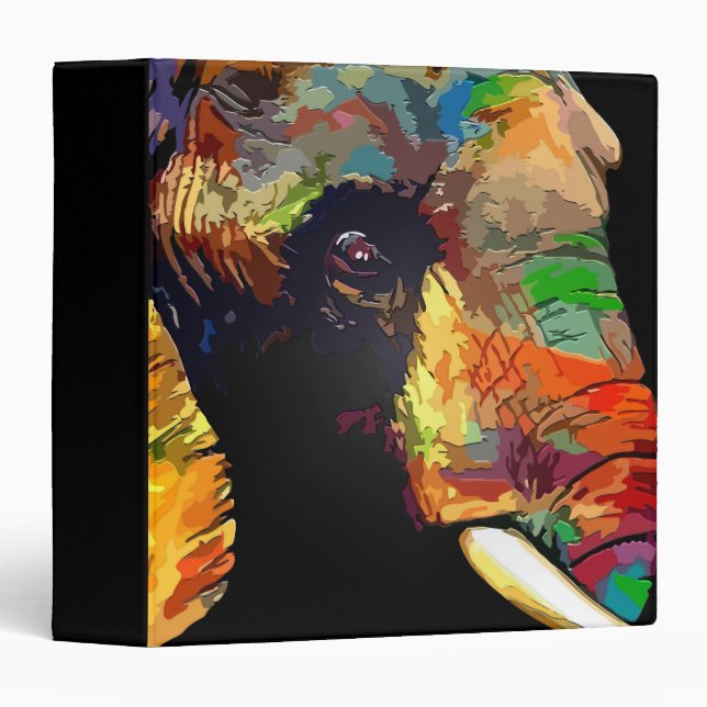 Bold Colorful Elephant Head Portrait Binder (Front/Spine)