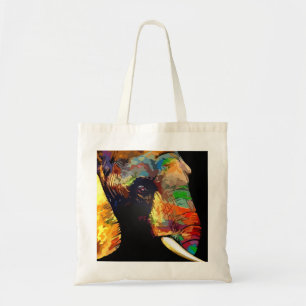 Bold Colorful Elephant Head Portrait Tote Bag