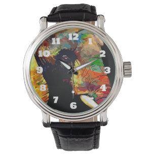 Bold Colorful Elephant Head Portrait Watch