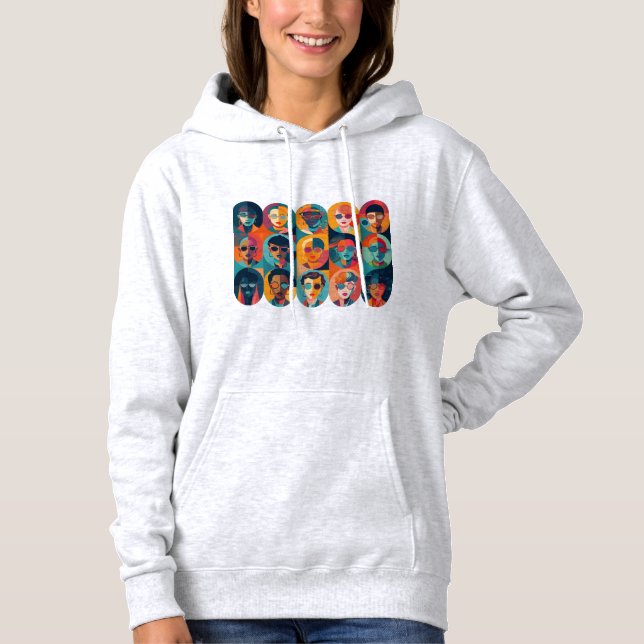 Bold, colorful faces celebrating individuality hoodie (Front)