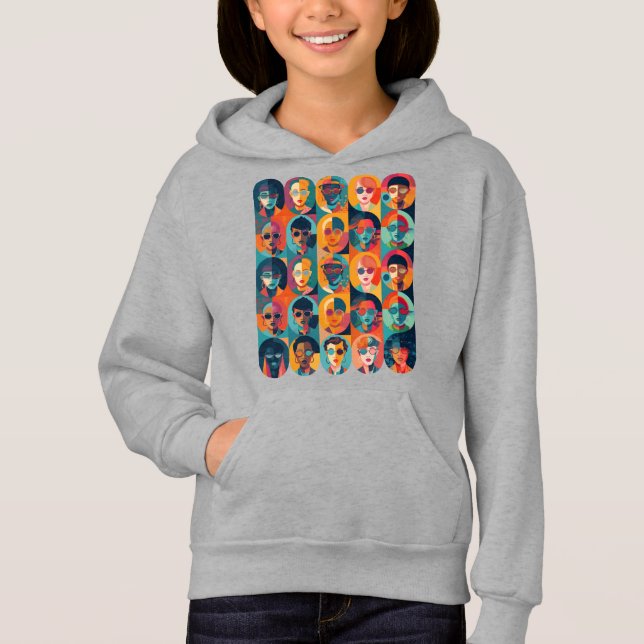 Bold, colorful faces celebrating individuality hoodie (Front)