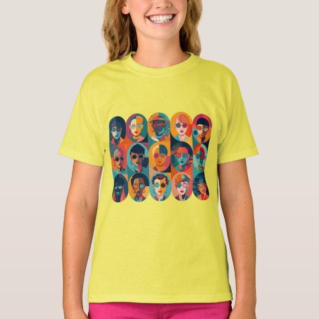 Bold, colorful faces celebrating individuality T-Shirt (Front)