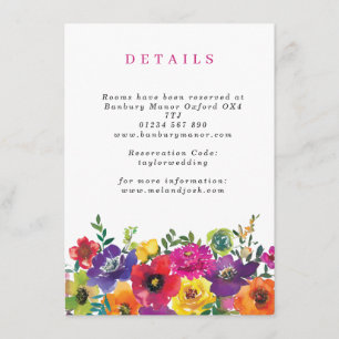 Bold Colorful Fiesta Flowers Vertical Details Enclosure Card