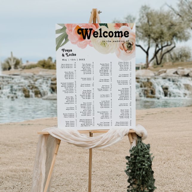 Bold Colorful Floral | Alphabetical Seating Chart Foam Board (Creator Uploaded)